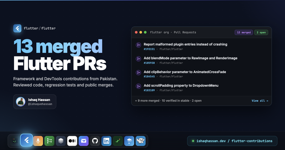 Flutter Contributions | 9 Merged PRs by Ishaq Hassan
